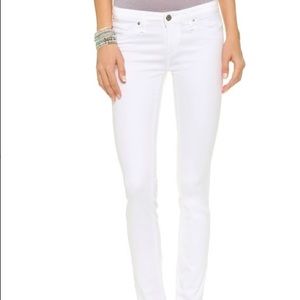 AG white Stilt Cigarette Leg Jeans
