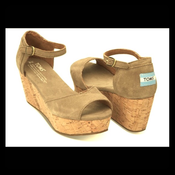 New Toms suede platform wedges