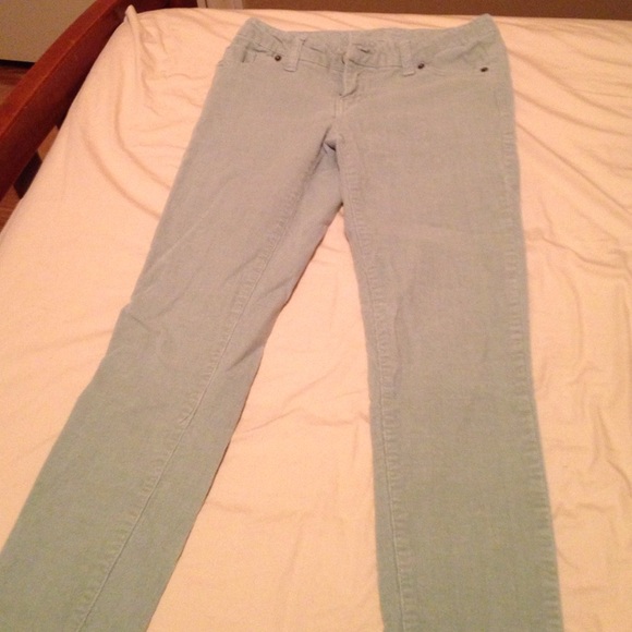 Light green corduroy skinny jeans