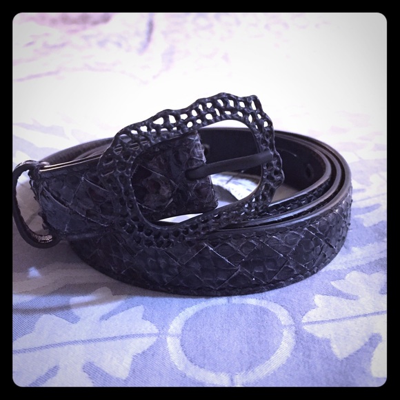 Bottega Veneta Accessories - 🍒HP🍒 Bottega Veneta Black Snakeskin Belt (NWT)