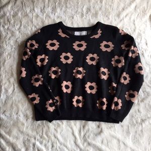 Pink and Black Floral Sweater