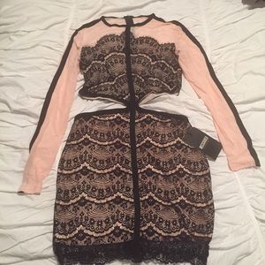 Lace Black & Nude Dress with Cutouts US 8 / UK 12