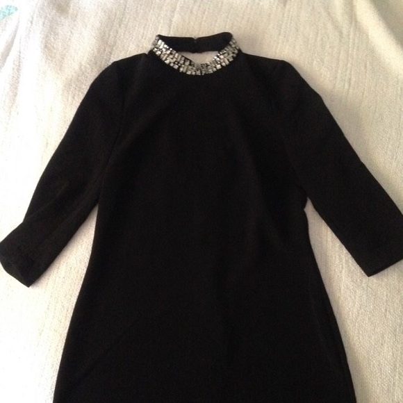 Formal Gemstone Collar Dress with Open Back