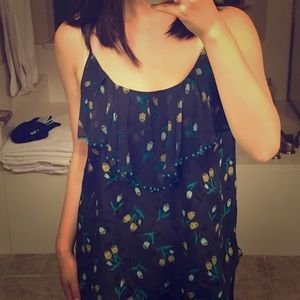 Rebecca Taylor 100% Silk Beaded Floral Tank