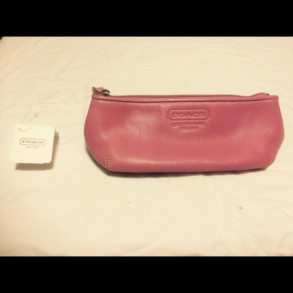 Coach pink leather pencil case
