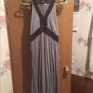 Gray dress with black and gold detail