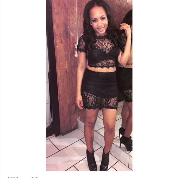 Black lace two piece outfit