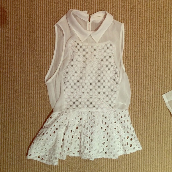 White eyelet collared Lush top