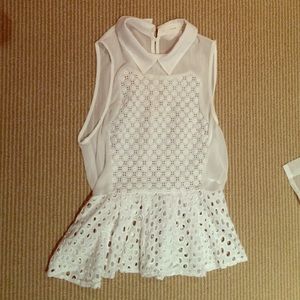 White eyelet collared Lush top