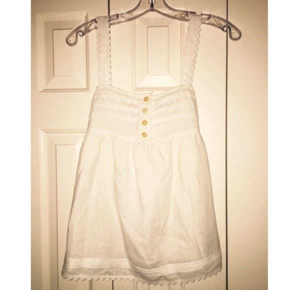 Juicy Couture Scalloped White Linen Tank