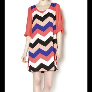 Coral and Royal Chevron Shift Dress