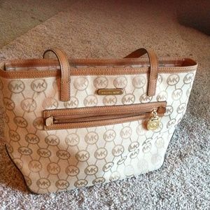 Authentic Michael kors beige purse