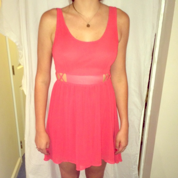 High-low coral dress