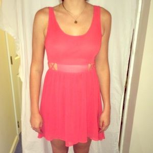High-low coral dress