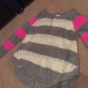 multicolored striped sweater
