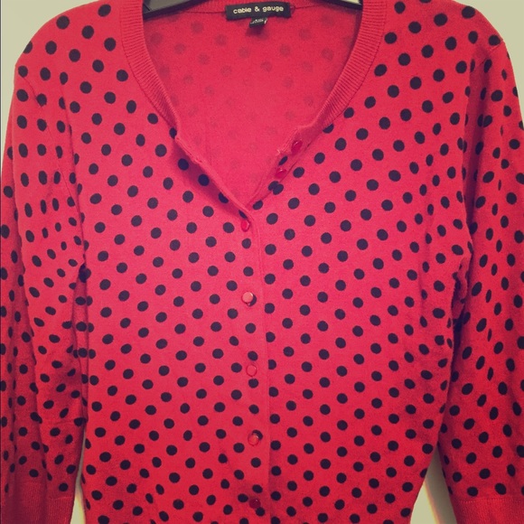 Red and black polka dot Cardigan