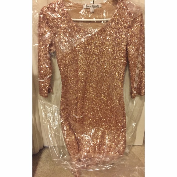 Lovers + Friends Rose Gold Bodycon Dress