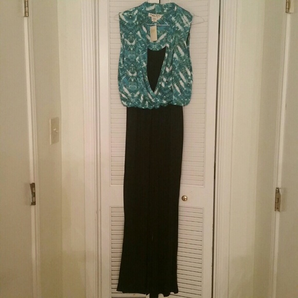 NWT turquoise and black summer jump suit