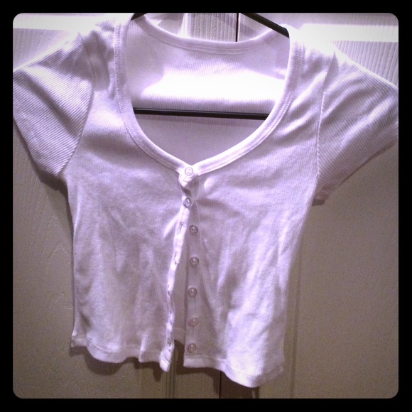 American apparel white button down crop top