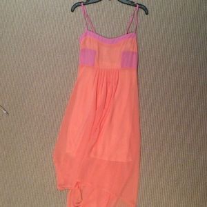 Orange and pink high low dress