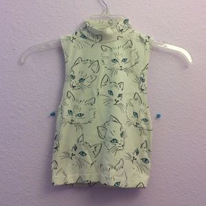 Cat Mock Turtleneck Crop