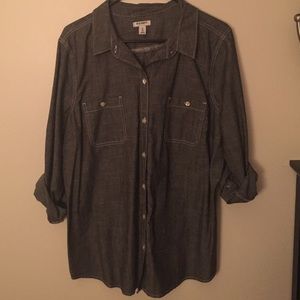 Dark Grey Denim Button Up