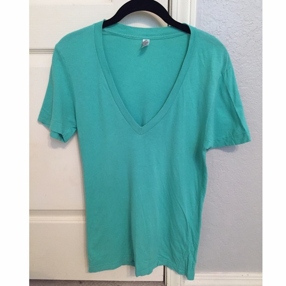 American Apparel V-neck in Seafoam XS