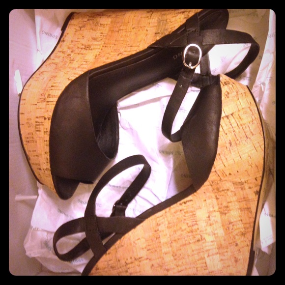 Black platform wedge heels