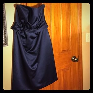 Worn once, navy strapless bridesmaid dress