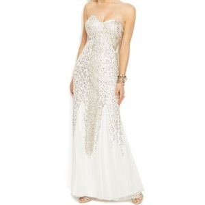 White sequined prom dress