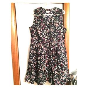 Gap Floral navy fit and flared shirt dress