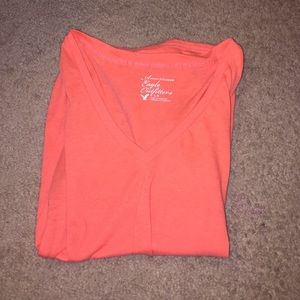 Neon Orange AEO V-neck