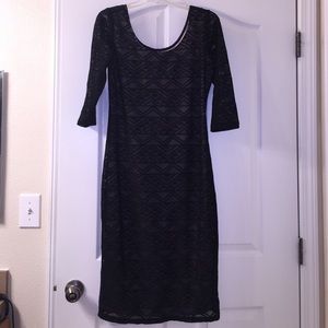 Xhiliration black and nude dress with sleeves