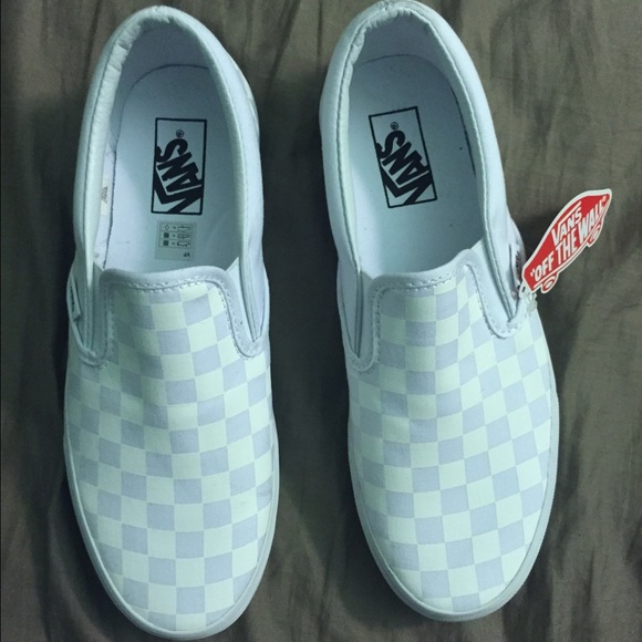 NWT white check vans slip on 10 Women 8.5 Men