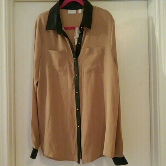 *Bundle* Burgundy Blouse & Leather Accented Blouse