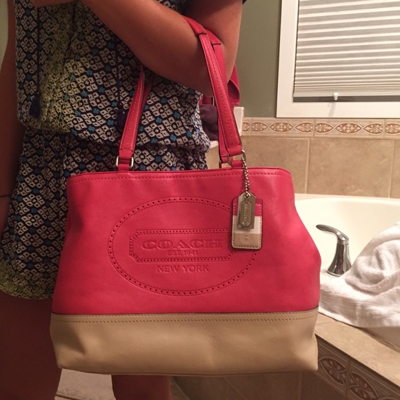 Coach pink leather handbag
