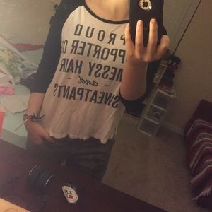 Black & white baseball tee