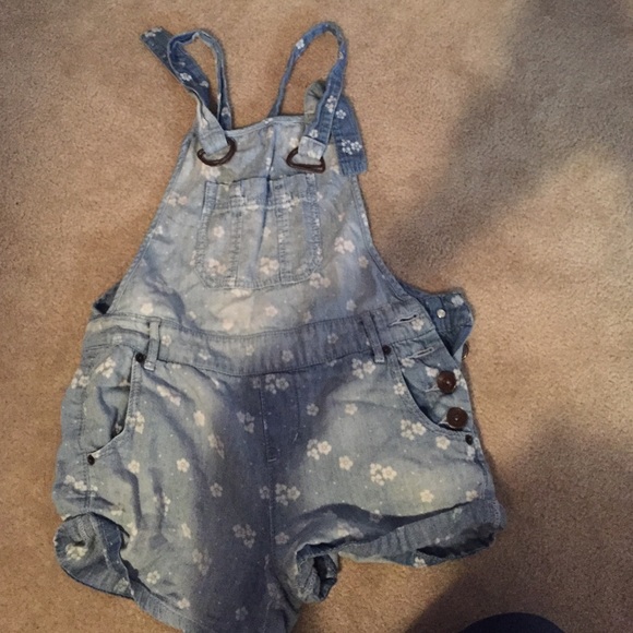Free People Denim - Free People Floral Overall Shorts