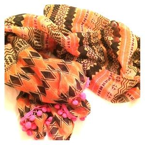Orange, pink, and brown scarf