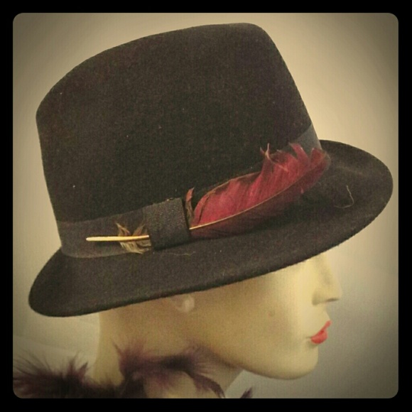Vintage black wool fedora