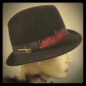 Vintage black wool fedora
