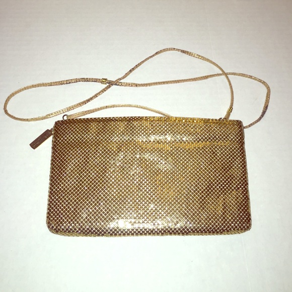 Gold mesh cross body bag