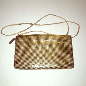 Gold mesh cross body bag