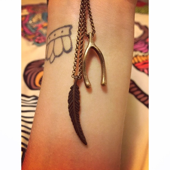 Lucky Brand double layered brass necklace