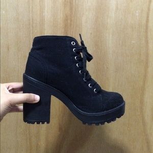 Black platform booties