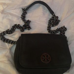 authentic Tory burch grey/gun metal cross body bag