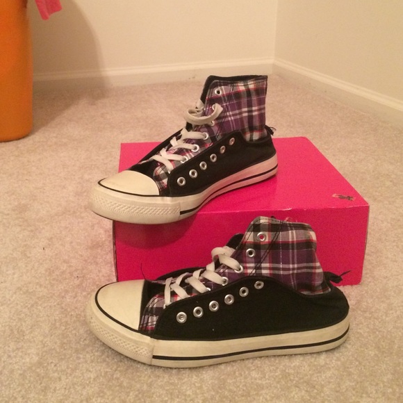 Purple/black converse inspired shoes