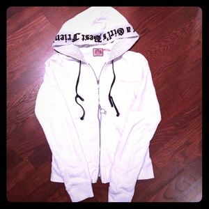 Juicy couture white hoodie with diamond ring zip