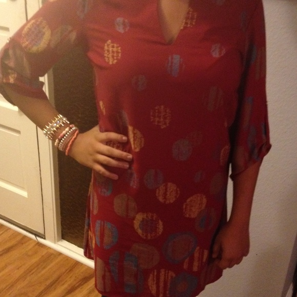 Burgundy Yellow shift dress. ON SALE! - Picture 3 of 4