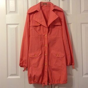 Peach pink Ecoganik light trench coat.